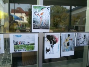 Fine artist and musican, Derrick “Vito” Hollowell exhibited prints of his work and spun tunes for the 2014 Art at the Market.