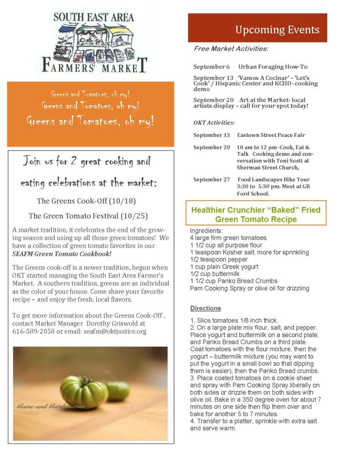 SEA Farmers Market Newsletter September 2014 - 2